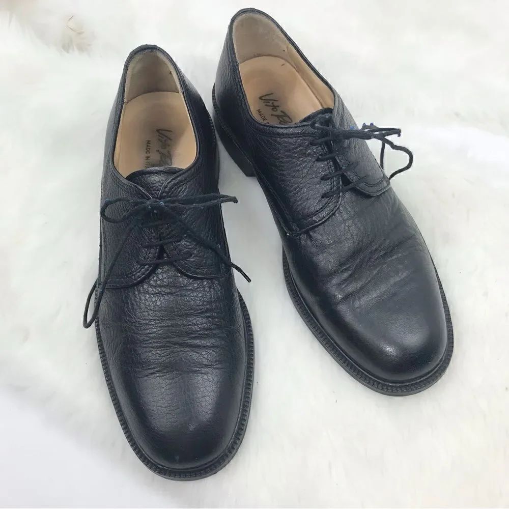 Vito Rufolo Black Soft Italian Leather Lace Up Dress Shoes